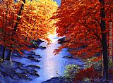 David Lloyd Glover Lake Mist in Autumn painting